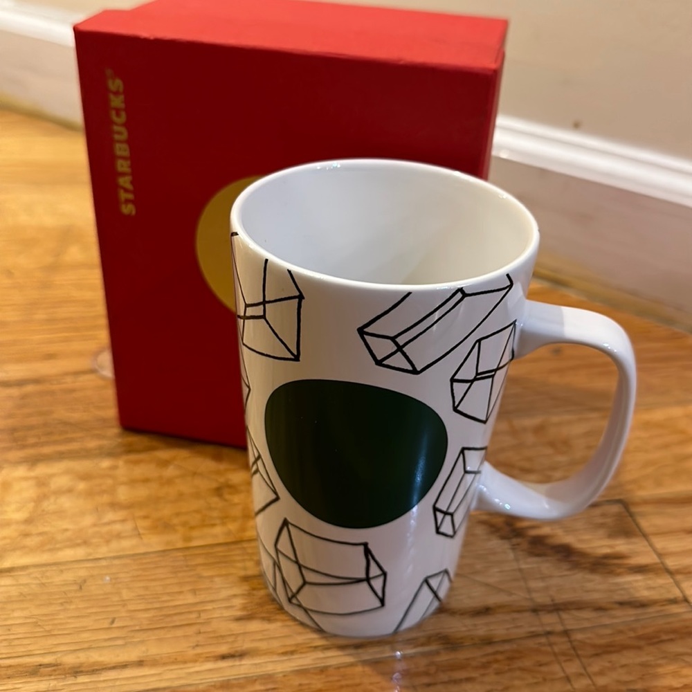 Brand new, black and white geometric Starbucks mug with gift box